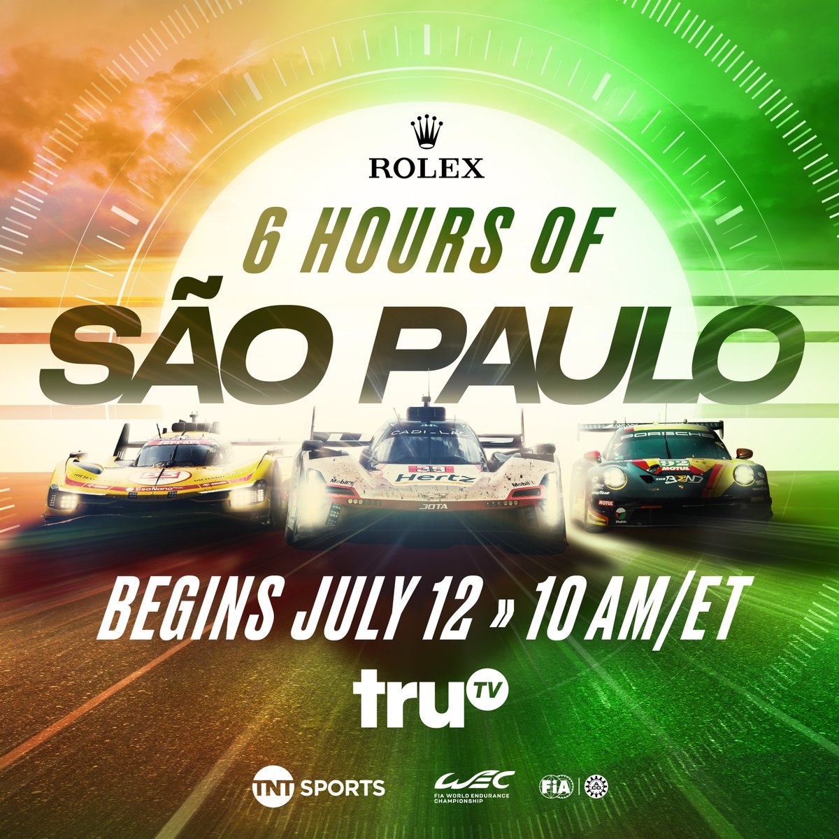 truTV's tweet photo. Six hours. Endless action. 🏁

Rolex 6 Hours of São Paulo returns to Interlagos July 12 on truTV! https://t.co/b6MUY91rV2