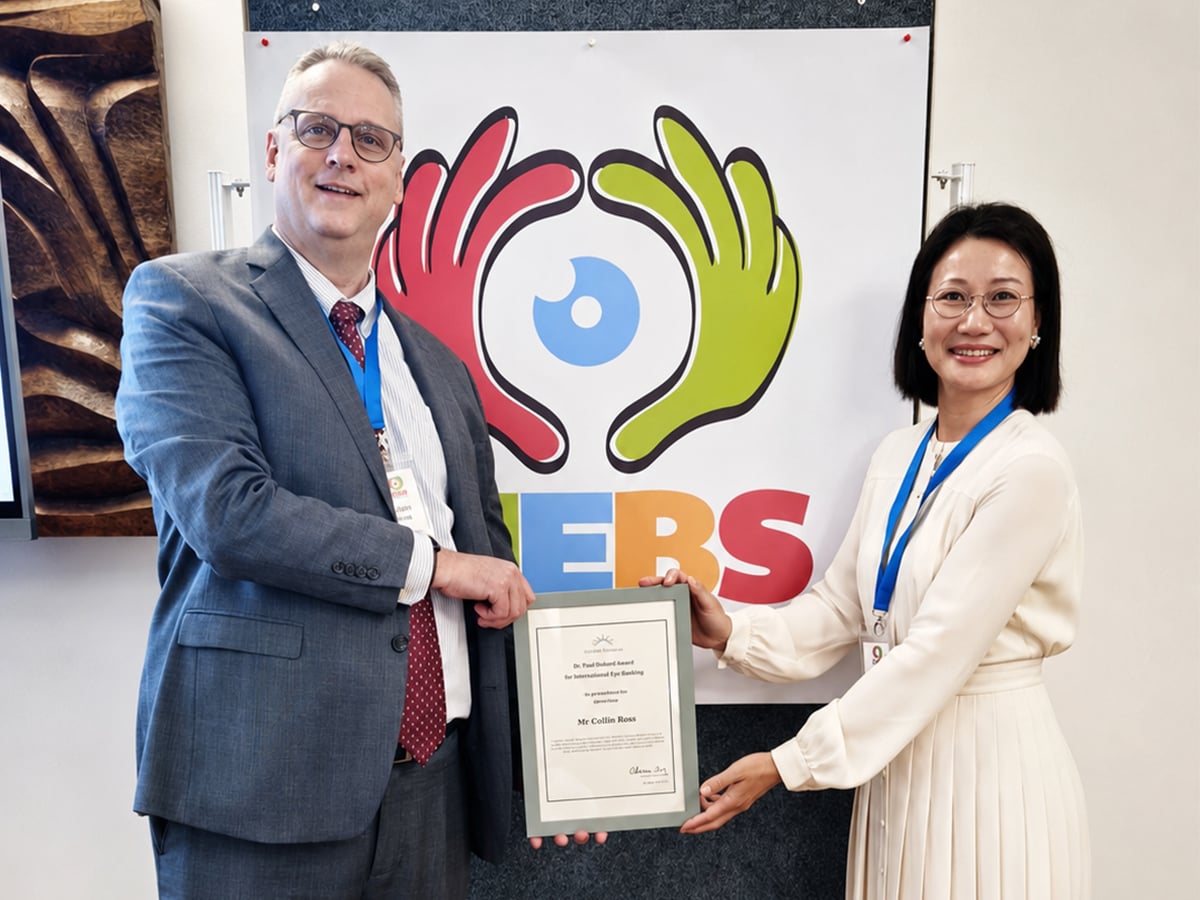 EversightVision's tweet photo. #NEWS | We are proud to celebrate Vice President of Global Development Collin Ross, who received the 2026 Dr. Paul Dubord Award for International Eye Banking from the Global Alliance of Eye Bank Associations.
 
Learn more: https://t.co/SJXd4fnro0 https://t.co/aLHzcCDJ5e