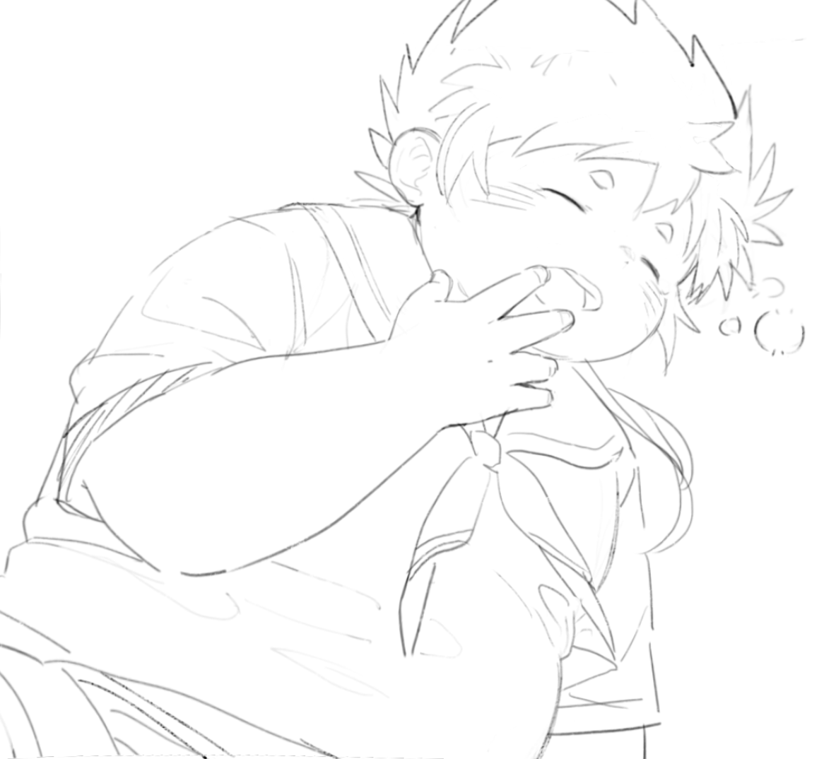 Hane_sub8's tweet photo. そういえば、大魂守を描く前にちょうど雰囲気が合いそうな落書きを描いていたんですが、構図がちょっと平凡かなと思って、このラフは提出しませんでした… https://t.co/aqGejfWasT