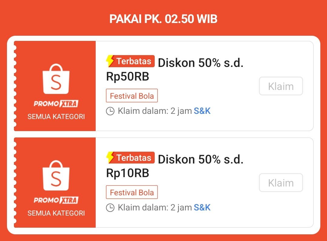 RacunBelanja's tweet photo. Ayo begadang lagi 😭😭

Ada lagi diskon 50%
Maksimal Rp50.000
• Voucher bisa diklaim 02:40
• Rebutan checkout jam 02:50

Klaim vouchernya nanti di sini:
https://t.co/hI06oMUU1k https://t.co/nz0KUpc2lu