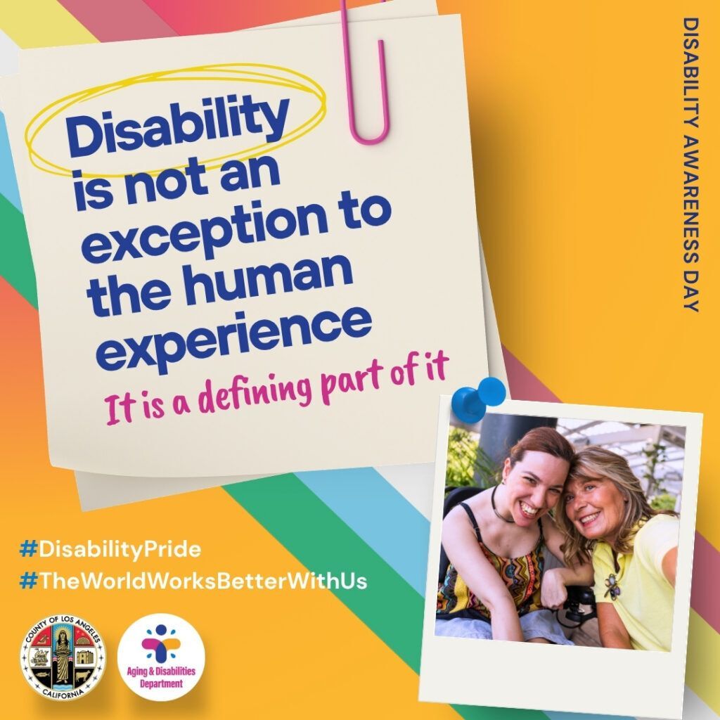 LACountyBOS's tweet photo. The world works better with us! ✨

We’re joining @LACountyAD in being loud &amp; proud about the impact that individuals with disabilities have on #LACounty.

When people with disabilities are included, respected, &amp; supported, society works better for everyone

#DisabilityPrideMonth https://t.co/BlLGUc3kbt