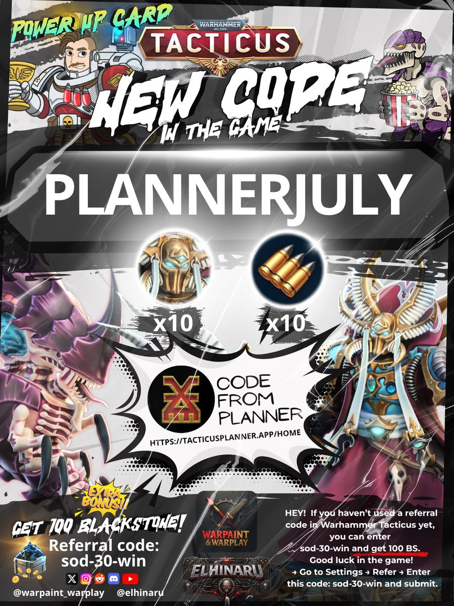 TacticusCodes's tweet photo. 2nd New Code (10 July 2026) Warhammer 40.000 Tacticus. Power up Card. #warhammertacticus #tacticus #tacticuscode #warhammer40k #wh40k #dawnofwar4 https://t.co/D3ujJCp9by