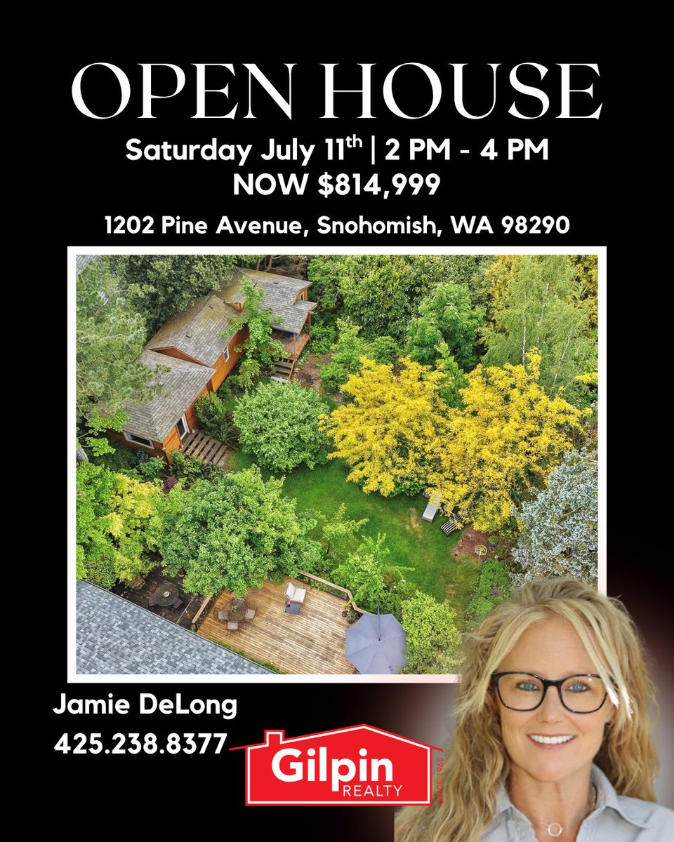 GilpinRealty's tweet photo. 🏡 Price Reduced + Open House This Saturday! ✨

📍 1202 Pine Avenue, Snohomish
🗓️ Saturday, July 11
🕑 2:00 PM–4:00 PM

MLS #2527079
.
.
.
#SnohomishRealEstate #OpenHouse #PriceReduced #JamieDeLong #GilpinRealty https://t.co/35wlAIdh0B