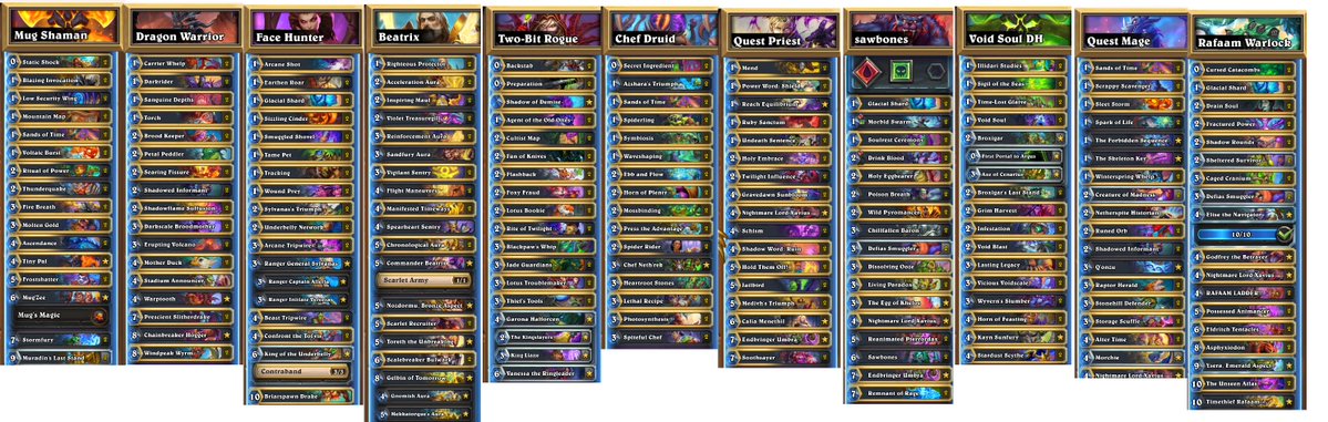 Nohandsgamer's tweet photo. A New to Newish Deck for every class! They are ordered by power level! Popular list are more likely

Document with all decklists in comments https://t.co/6lqQiNEsu7