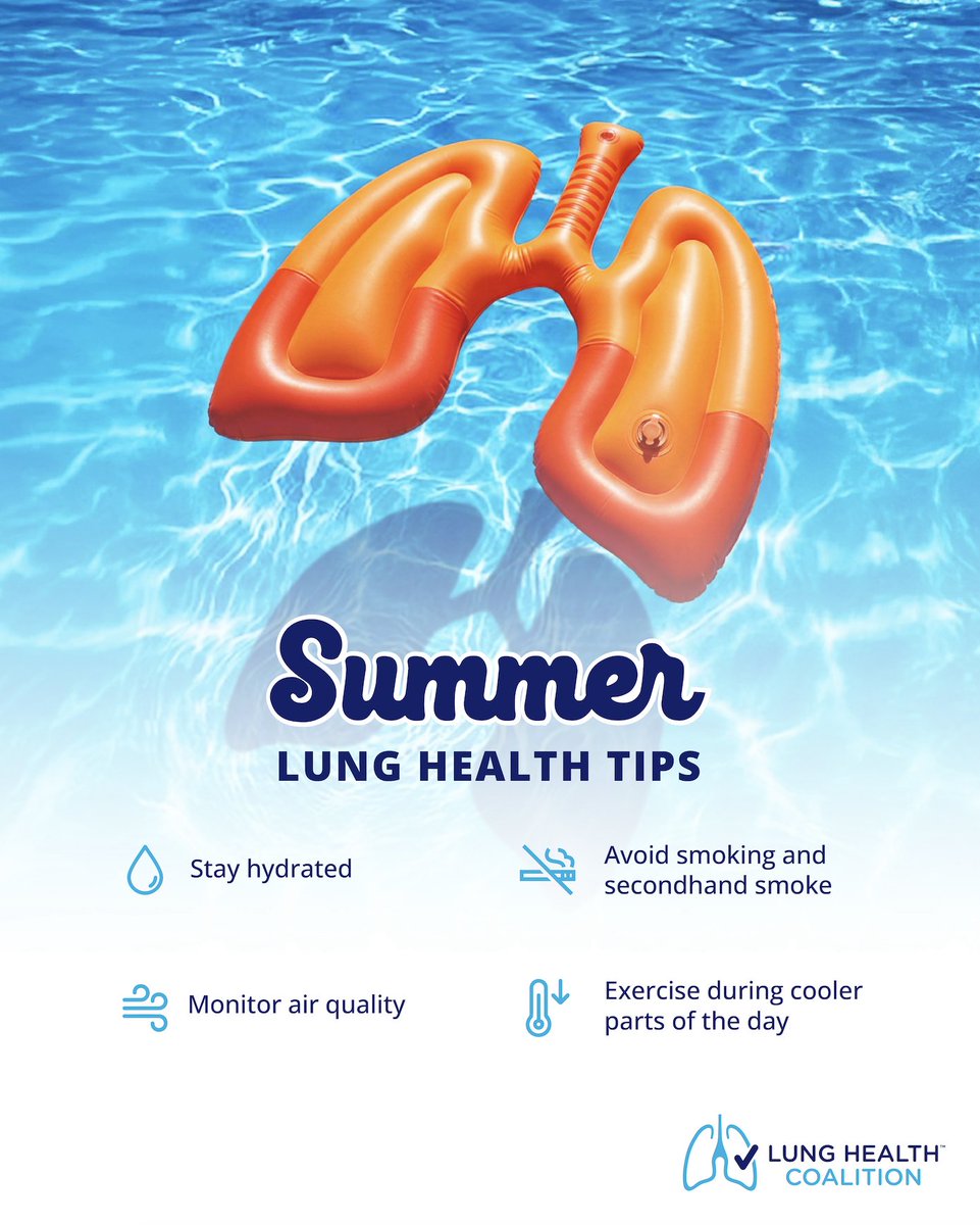 CheckYourLungs's tweet photo. Your lungs work hard every day. Keep them healthy this summer with a few simple habits.
 #HealthyLungs #AirQuality #LungHealthCoalition https://t.co/jfdSeDpx9x
