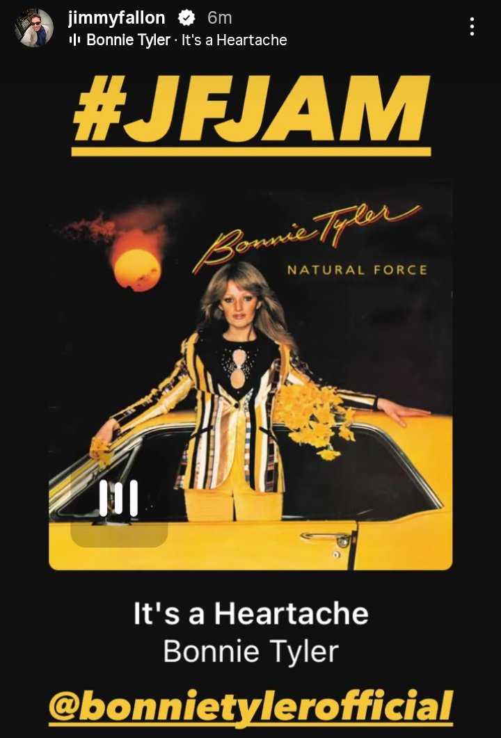 KeriStevensReal's tweet photo. Jimmy Fallon posting an IG Story tribute to the late music legend Bonnie Tyler. 
It really is a heartache 🥺
#RIPBonnieTyler. #JFJAM https://t.co/2qBLvHKY3M