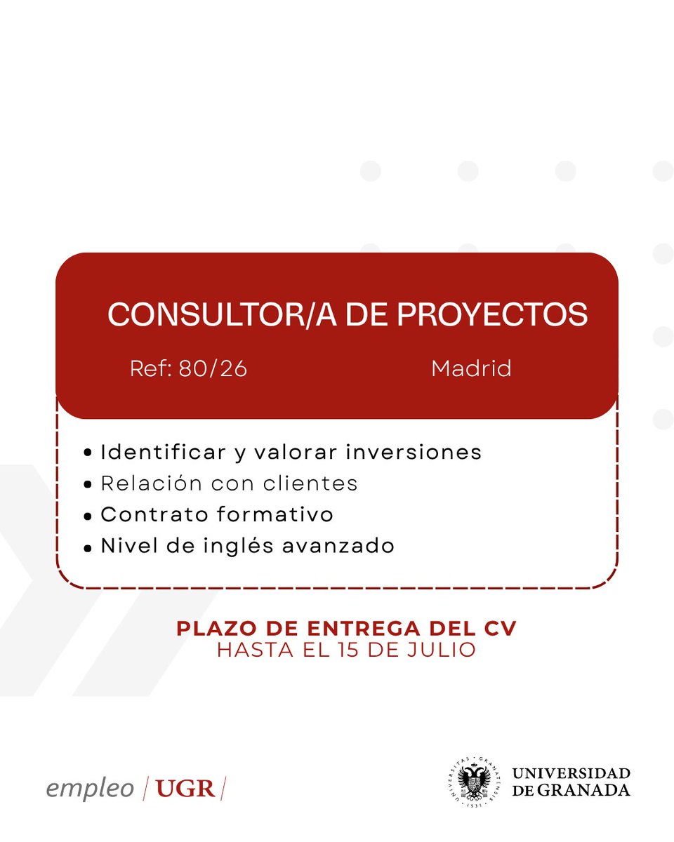 EmpleoUgr's tweet photo. 🔹 Auditor/a logístico/a (Ref: 175/26)
🔹 Founding Product Engineer (Ref: 168/26)
🔹 Consultor/a de proyectos de eficiencia energética (Ref: 80/26)

🌐 Accede a https://t.co/sk3KXCn2lu, consulta toda la información y envía tu CV https://t.co/FXRJ0o7P2T