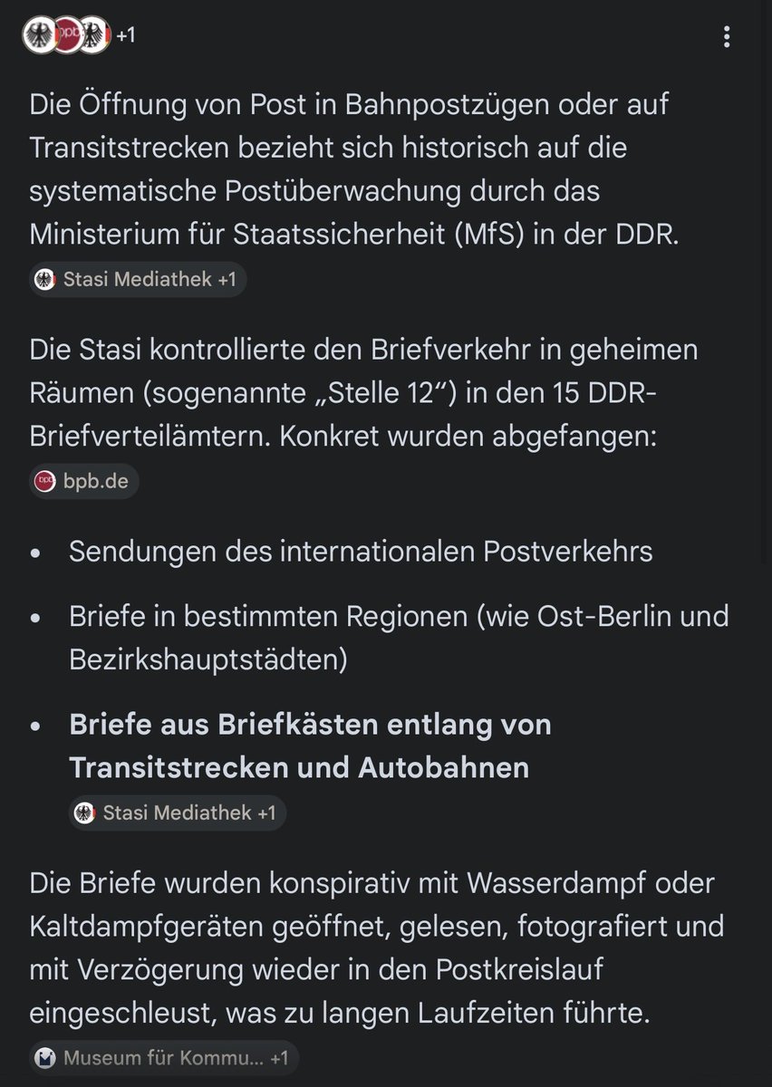 KritischeMasse1's tweet photo. @Beatrix_vStorch Wie früher in den Postzügen, nur dass sie die Briefe nicht mehr über Wasserdampf öffnen und danach wieder zu bekommen müssen. Stasi still rulez! https://t.co/silFnPXcXM