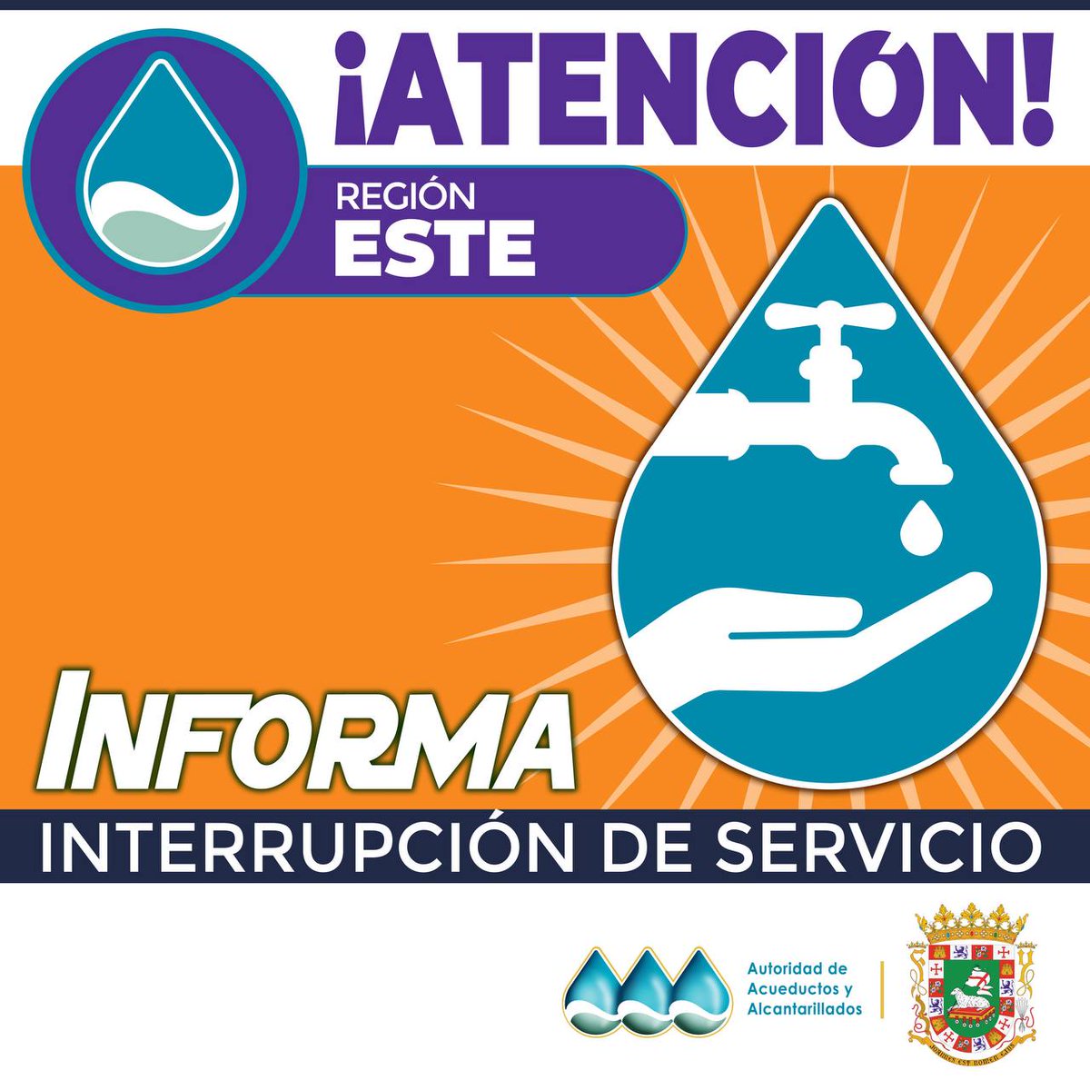 AcueductosPR's tweet photo. 📢🛠 [Atención] Brigada de la #RegiónEste repara avería en tubería reportada en la zona de Higüerillo de #Naguabo.

🚱📍 Mientras trabajan, abonados en esta zona y Pasto Seco de #LasPiedras experimentan interrupción del servicio de agua potable. https://t.co/K0f7OedO29