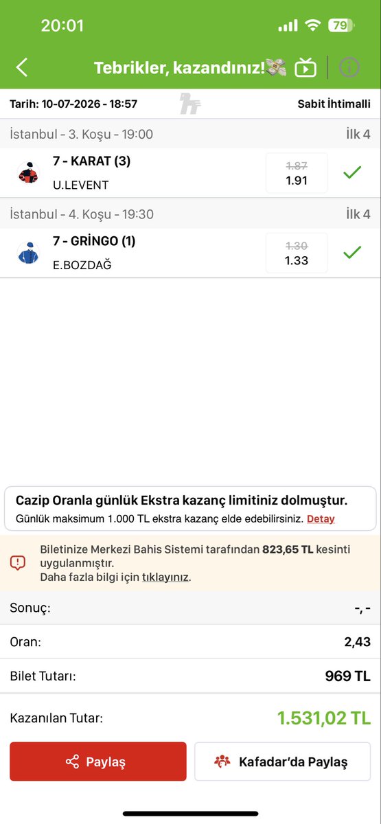bosphorus72's tweet photo. @UNTDRacing  Sizin bu yaptığınıza düpedüz hırsızlık diyoruz ;biz , normal dürüst insanlar arasında, 3. Koşudaki çıkan 2 safkan da çıktıktan sonra 1.75 verdiğiniz oranı sırf önceden oynanmış kupon diye 1.18 e kadar indirip öyle ödeme yapıyorsunuz ha??Denetleyen falan?? @YkkGovTr https://t.co/NUEgTMAtEG