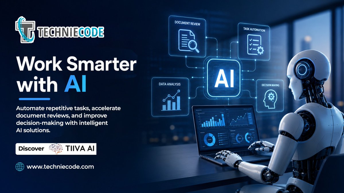 Techniecodeinc's tweet photo. Work smarter with AI.

Automate repetitive tasks, accelerate document reviews, and make faster decisions with TechnieCode's intelligent AI solutions.

Discover TIIVA AI:
🌐 https://t.co/JWz9IsdojK

#ArtificialIntelligence #BusinessAutomation https://t.co/VPkzqR9VBa