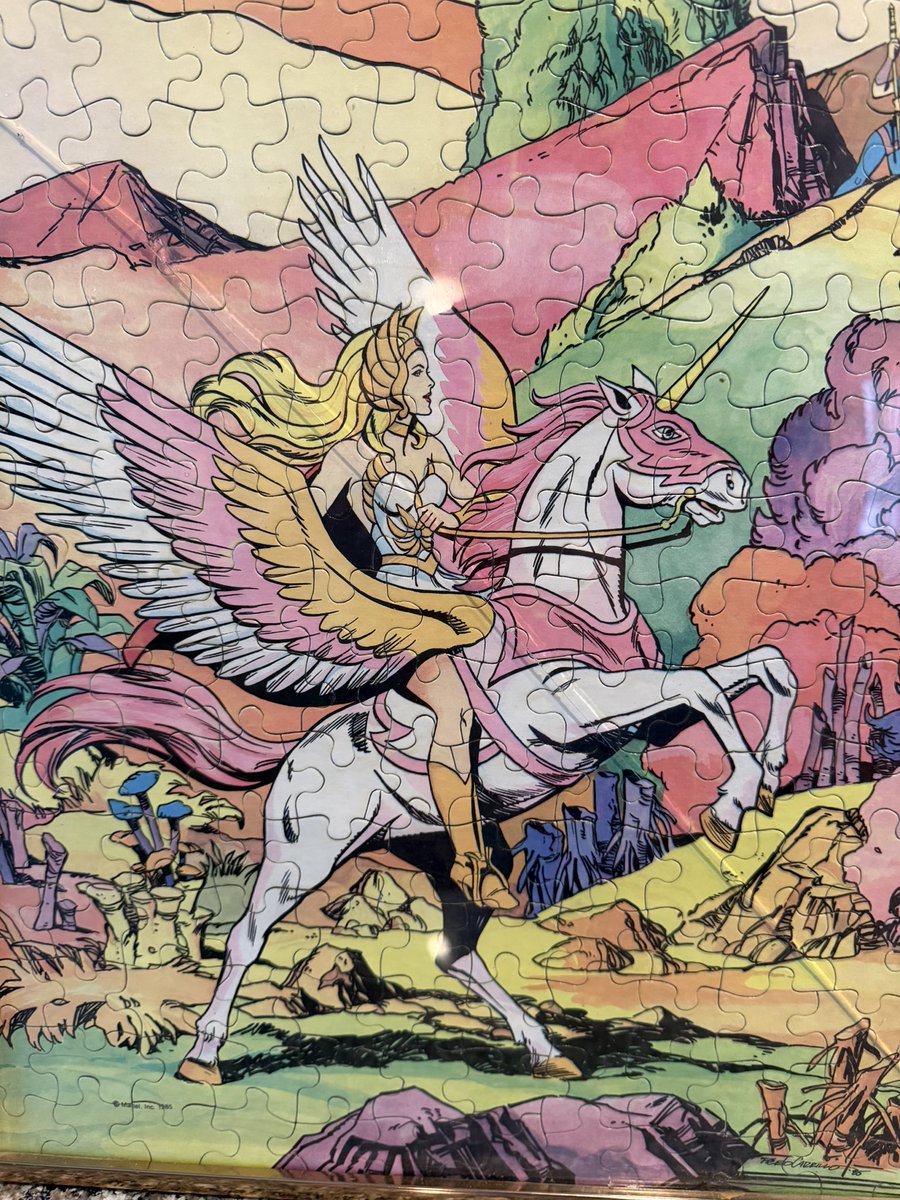 Toyhuntersholl2's tweet photo. Excellent addition to our art walls!
She-Ra puzzle that was framed in the 80s. 

It's a fantastic piece, during shipping it got cracked.....isn't the end of the world, you can barely tell it

The last pic is it hung up and I don't think it looks bad

#sheraprincessofpower #shera https://t.co/WVX2j6OepF