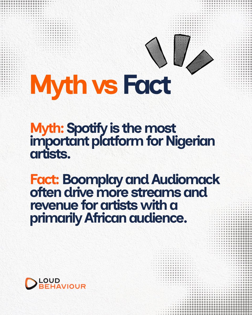 LoudBehaviour's tweet photo. MYTH vs FACT: The Nigerian Music Industry 🇳🇬🎧

You’ve heard the “rules.” Most of them are wrong.

Swipe to see which myths you’ve believed → 🔄

Which one surprised you most? Drop it in the comments 💬

#NigerianMusicIndustry #Afrobeats #MusicPromotion #IndependentArtist https://t.co/dQwm6GjBsX