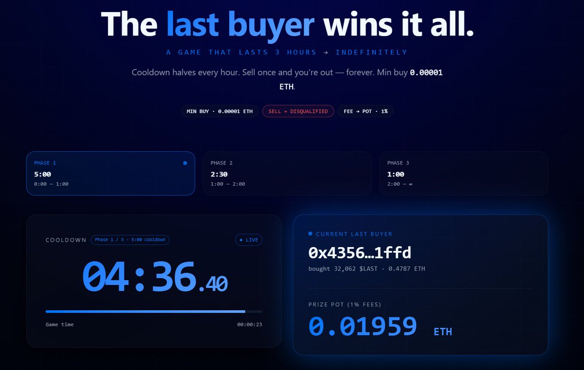 RuneSwap1's tweet photo. Launching a @RobinhoodApp experiment 🟢🏹

Last to buy wins all the trading fees 

Buy gap timer decreases every 1 hour : 5 mins > 2.30 mins > 1 min until a winner is found, selling disqualifies you

Whose in ? Like RT Comment ETH address ( AIRDROP IF WE LAUNCH IT )