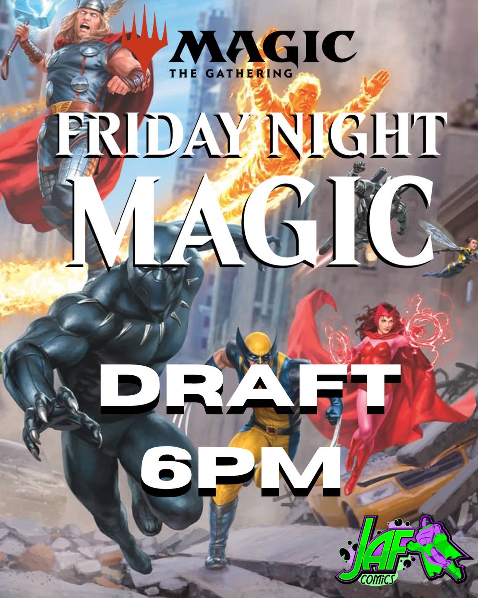 JAFComics's tweet photo. 🧙♂️ Friday Night Magic — Draft Night 🧙♂️
Fridays @ 6PM | 📍 JAF Comics
Crack packs, draft a deck, and battle it out. Perfect for learning draft or sharpening your skills.
👉 Tag your draft pod. 👥
#MTG #FridayNightMagic #FNM #MTGDraft #MagicTheGathering #JAFComics #LocalGameSto https://t.co/Giqz0ryWzX
