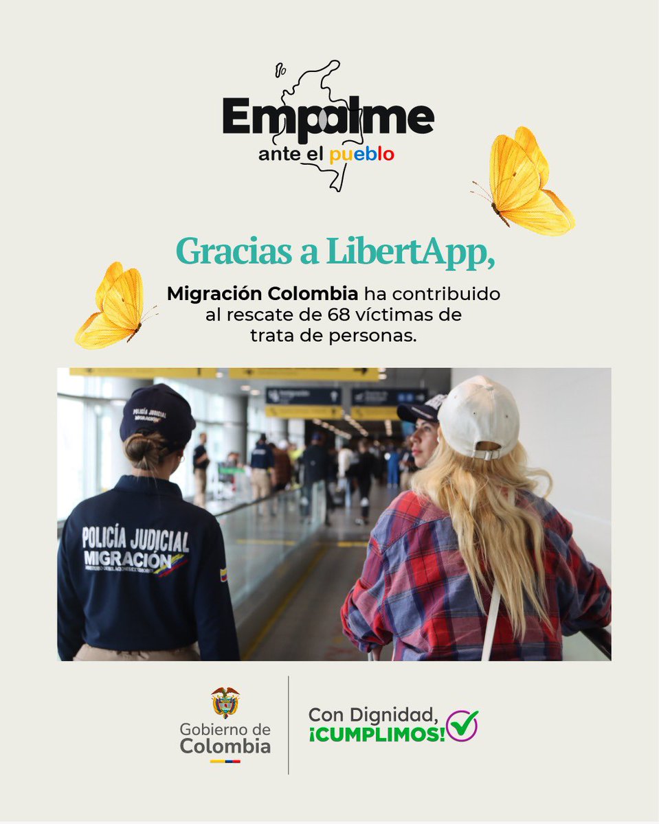 MigracionCol's tweet photo. #LibertApp es una aplicación de descarga gratuita diseñada por @MigracionCol para prevenir y combatir la #TrataDePersonas. Durante el #GobiernoDelCambio esta app ha facilitado el rescate y repatriación de 68 víctimas.
#EmpalmeAnteElPueblo https://t.co/KoN0LGZoS2