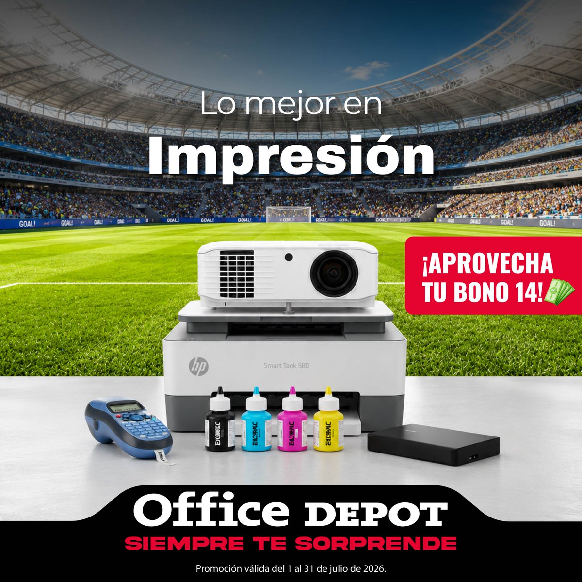 OfficeDepotGT's tweet photo. Aprovecha tu Bono 14 y mantente en la jugada con tecnología, accesorios y herramientas en Office Depot. ⚽🎧
Encuentra todo para trabajar, estudiar, crear y jugar. 🚀
Compra en tienda o en https://t.co/ghYPbN2JSX
#OfficeDepotSiempreTeSorprende
Válido del 1 al 31 de julio de 2026. https://t.co/EAAKtIpiUH