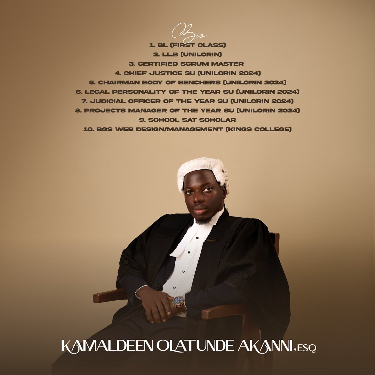 Kamoli__'s tweet photo. Reintroducing Kamaldeen Olatunde Akanni Esq!

This won’t even make sense if you don’t know the journey
I did what I promised my Dad! 
I have no worries…

Anyhow e b I no go settle!

Onto the next! https://t.co/v2Rt0GQVES