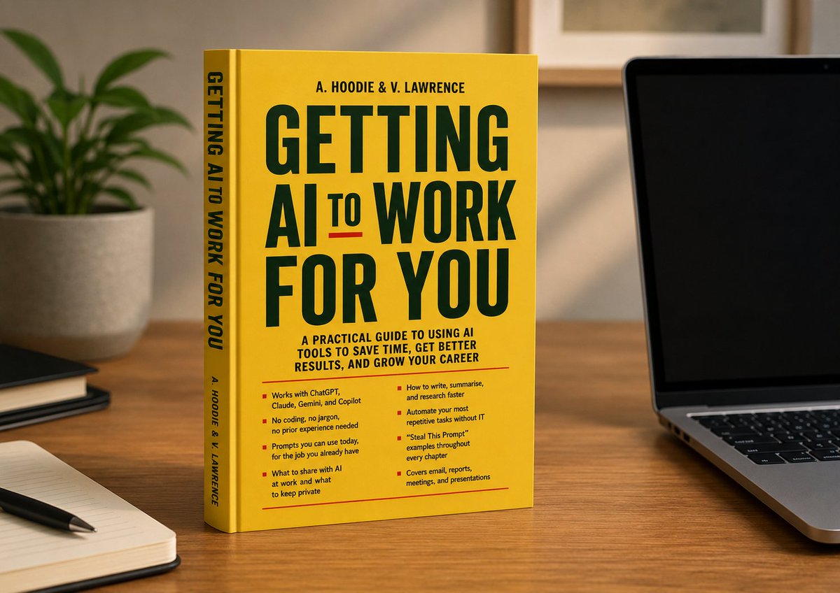LourencoV's tweet photo. Most AI books explain the technology. This one gets you results. Getting AI to Work for You: real shortcuts for emails, planning, and research, no coding required. Out now on Amazon. https://t.co/uZLrgKkvsu https://t.co/m6xtrBvc1Q