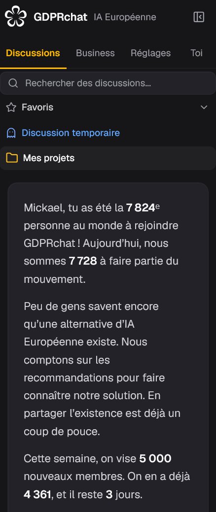 mickou's tweet photo. 📲 Une startup danoise vient de lancer #GDPRchat, un chatbot propulsé par Mistral AI et hébergé sur des serveurs allemands, présenté comme une alternative à ChatGPT entièrement conforme au RGPD ... Vous venez essayer ? https://t.co/I43okm9cwY https://t.co/iDbaU324jI