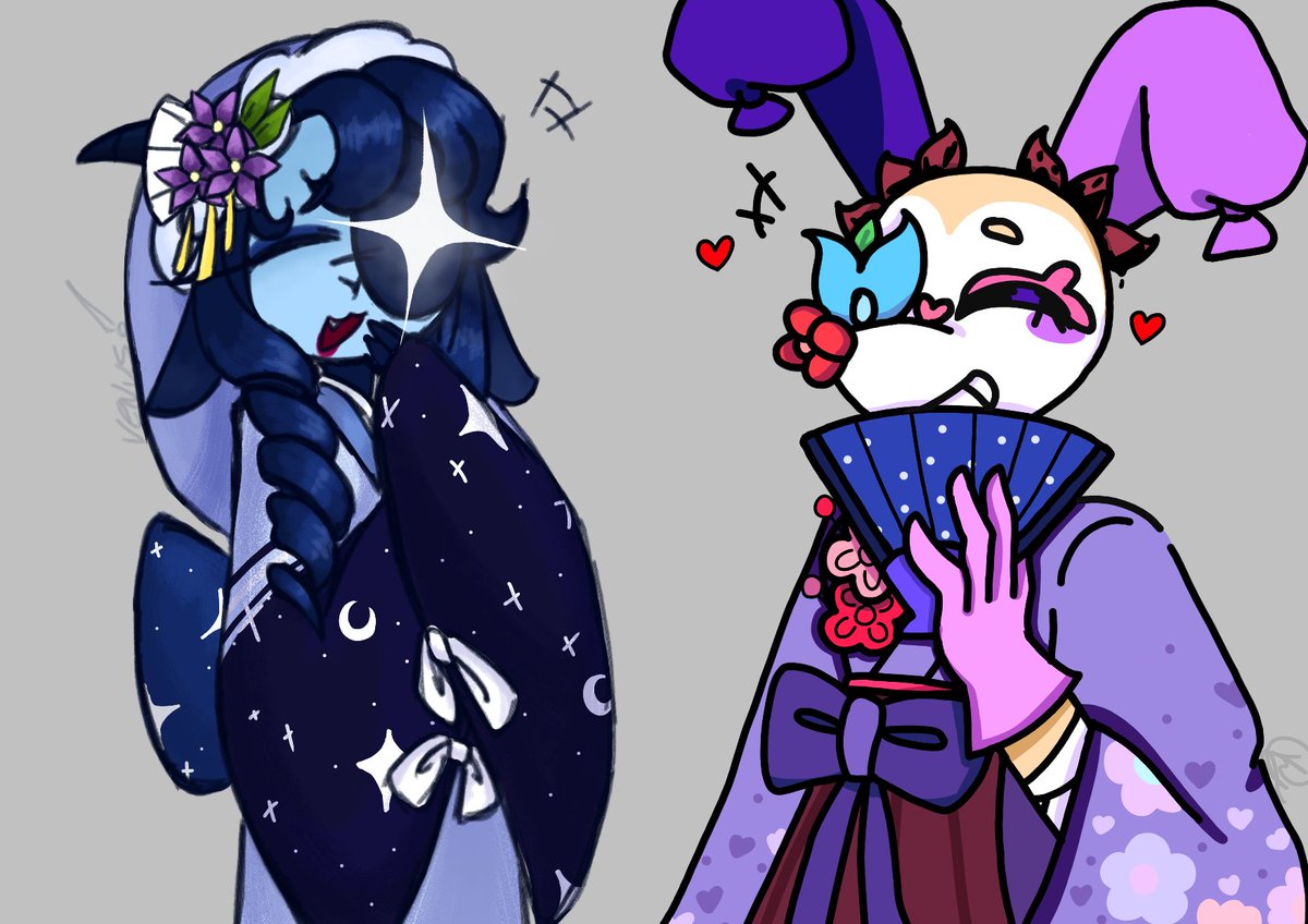 Tired_moon02's tweet photo. I said still had some kimonos left, and surprisingly, they still fit me! Haki wanted to try one on too, and it fits her well as well! We had a lot of fun https://t.co/2iJTQTH2tO