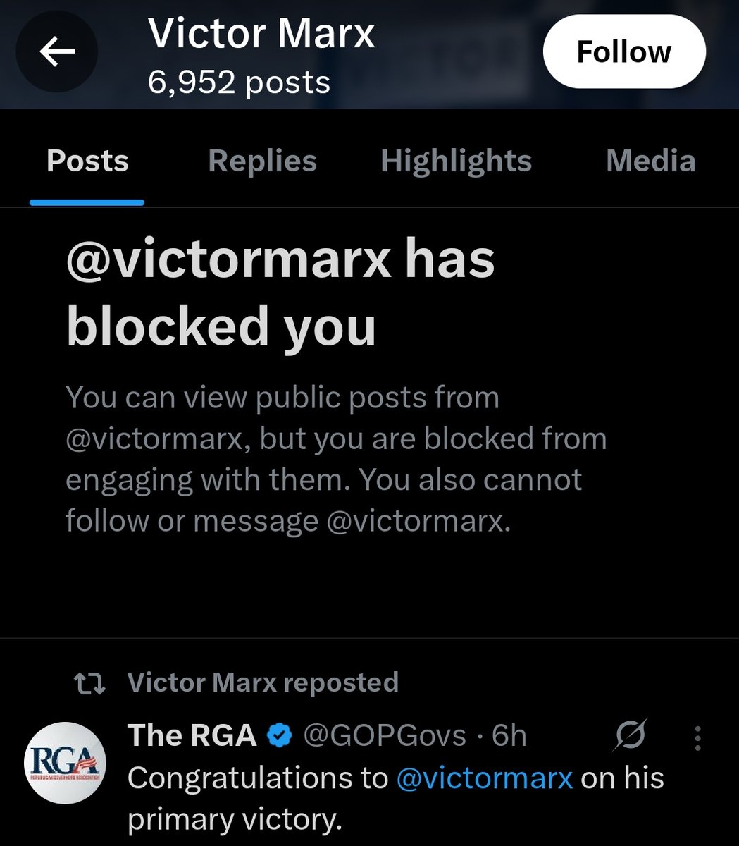 BreakTheChainsM's tweet photo. How does Victor Marx expect anyone to vote for him in November if he's blocked anyone who questioned his policies or campaign platform?

He's gonna need to rally a metric ton of votes if he wants to beat Phyllis Weasel Weiser. https://t.co/YURAvHfaYI