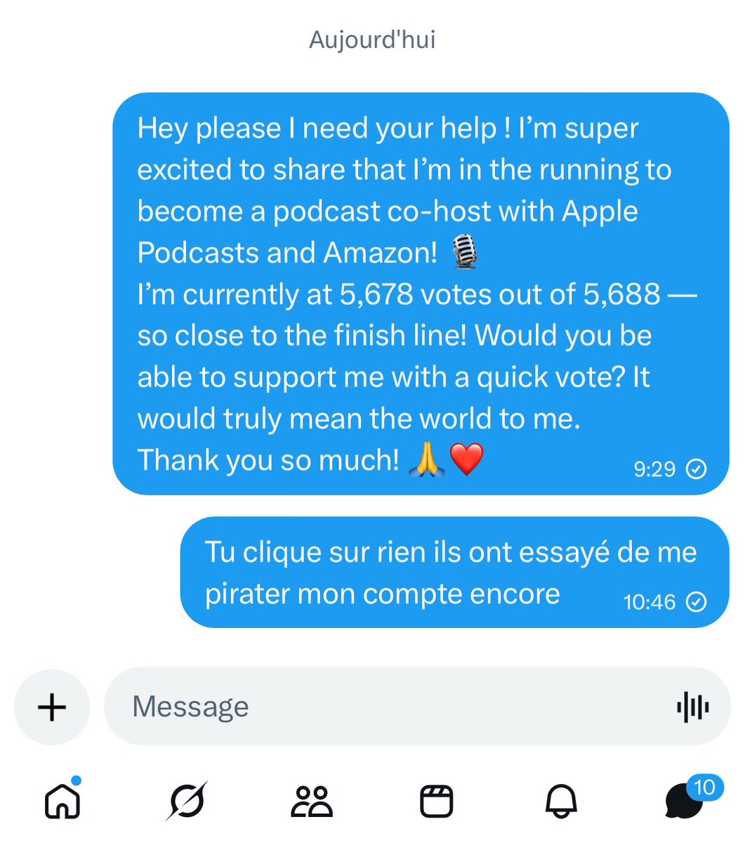 Army313HM's tweet photo. @Safety @X @premium @Support 
Ils ont essayé de pirater mon compte ce matin, leur adresse IP vient du Nigeria et de la Chine, et Etats unis faites attention ⚠️ 
NE CLIQUEZ SUR AUCUN LIEN 
SI vous recevez un Message privé vous demandant de cliquer sur un lien (voir capture d’écran) 
CE N’EST PAS MOI ET NE CLIQUEZ SUR AUCUN LIEN

They tried to hack my account this morning. Their IP address is from Nigeria, China, and the United States. Be careful! ⚠️
DO NOT CLICK ON ANY LINKS
If you receive a private message asking you to click on a link (see screenshot), IT'S NOT ME AND DO NOT CLICK ON ANY LINKS