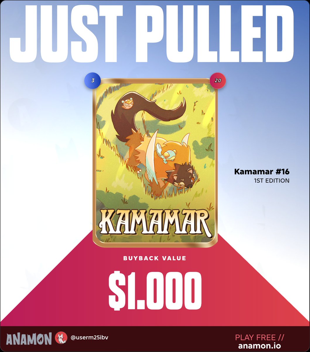zkOrren's tweet photo. GameNight at @ElixirGuild exploring the beta of @anamongame successfully delivers the addictive feeling of finding Ultra Rare Cards. Every pack reveal keeps us guessing. I'm curious to see what legendary card I'll find next!
I just pulled Kamamar #16 https://t.co/QtlZPd5xS9