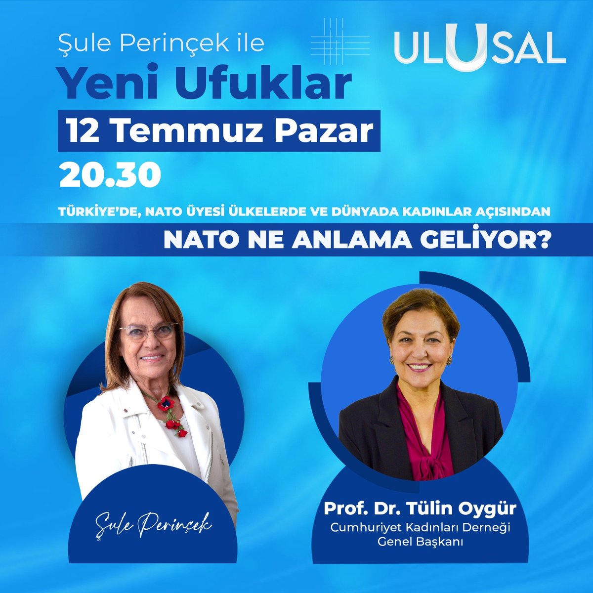 ckdgenelmerkez_'s tweet photo. Genel Başkanımız Prof. Dr. Tülin Öygür, Ulusal Kanal'da Şule Perinçek'in sunduğu "Yeni Ufuklar" programına konuk olacaktır. 

🗓️ 12 Temmuz Pazar 
🕖 20.30 https://t.co/V3vXL6SdeZ