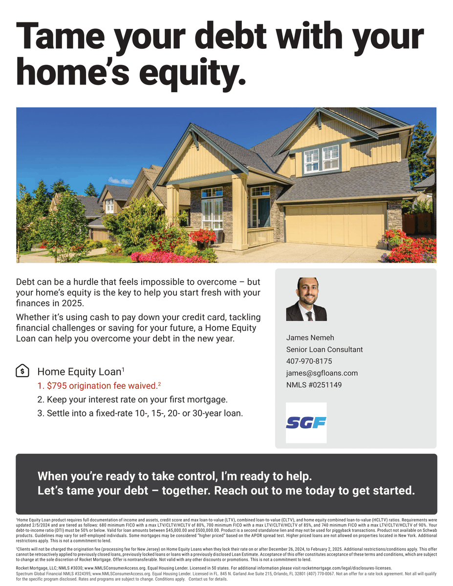 SGFLoans's tweet photo. Managing debt doesn’t have to be hard. Let’s talk about how your home equity can help. Reach out today to get started.
https://t.co/57xwANp05A
407-770-0067
#homeowners #homeequity #equityloan #brokersarebetter #samerate https://t.co/v4KbRers0H