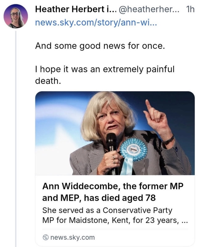 JohnBent11's tweet photo. A poor lady has been murdered &amp; all this woman can say is 👇. She should hang her head in shame . She should be banned from social media . She should be fully named &amp; shamed right across the UK https://t.co/xWmnwFIXLV