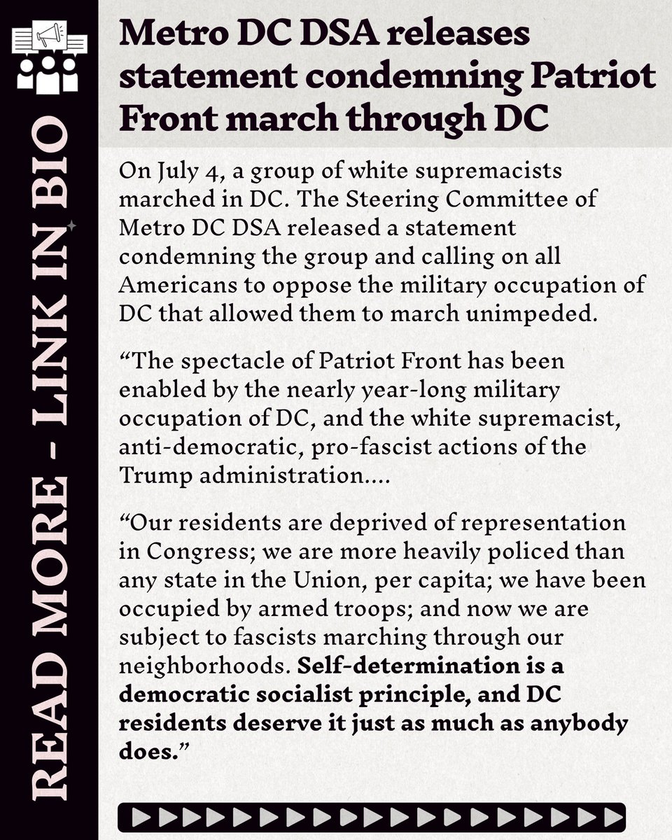 mdc_dsa's tweet photo. Check out the newest Weekly Update for the chapter's statement on the Patriot Front, updates on the divestment fight in Montgomery County, mutual aid distributions, and more: https://t.co/AOCbJ5z8tP https://t.co/OrJrKRzToB