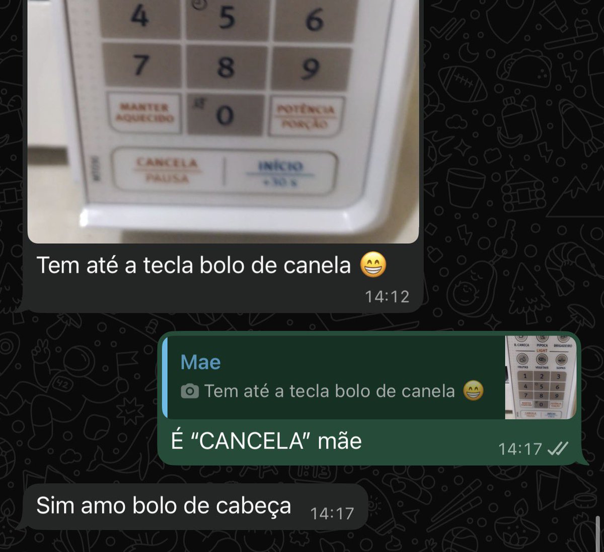 nataliaskbr's tweet photo. Dei um microondas pra minha mãe e esse diálogo ocorreu https://t.co/UcOYc4YMI7