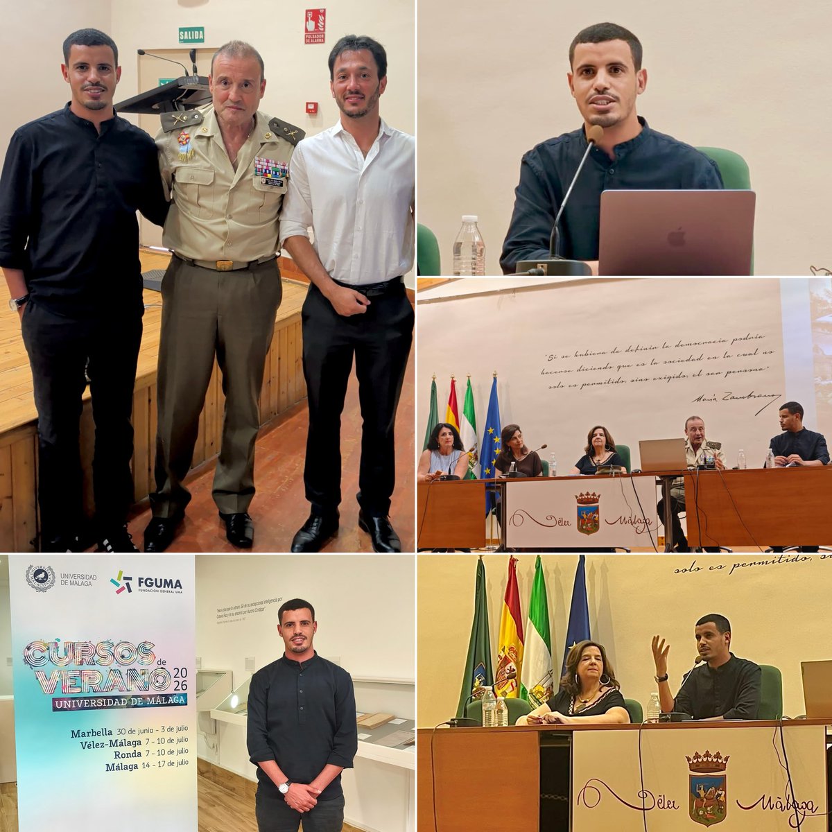 TalebSahara's tweet photo. En el marco de los Cursos de Verano de la Universidad de Málaga, hoy he impartido una conferencia sobre la dimensión geopolítica del conflicto del Sáhara Occidental y sus repercusiones en la seguridad y estabilidad del norte de África.

Un placer compartir espacio con el general Víctor Bados Nieto, director del Instituto Español de Estudios Estratégicos, y con María del Pilar Rangel Rojas, profesora de Relaciones Internacionales, además de la activista iraní Ryma Sheermohammadi.

Gracias a los organizadores y asistentes.