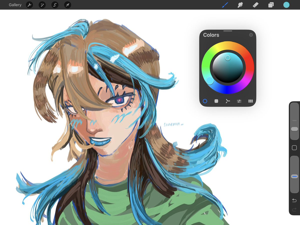 soaemin_'s tweet photo. #zanka || have a fem zanka before i dip again
inspired by this one pinterest photo i saw .....
#GachiArt 
> this was all done w vinyl brush in procreate library under pens https://t.co/8FSCmM5NfH