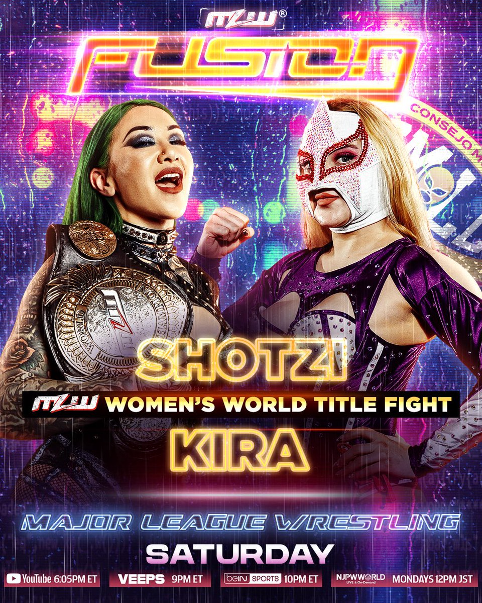 ShotziTCB's tweet photo. This Saturday! 🖤

The MLW Women’s World Championship is on the line as I defend against one of @CMLL_OFICIAL’s most impressive and explosive athletes. Kira has what it takes to take this championship from me and I love it. 

This championship deserves to be tested against the very best women in the world… and that’s exactly what I plan to do. 😍🏆 @MLW