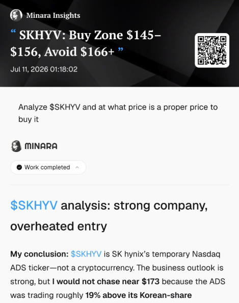 minara's tweet photo. Try Max Mode to help build your $SKHYV position. 

Ask Minara. 
Wait. 
Invest, or trade. 
This is how simple life should be. ☕️ https://t.co/y9cyaGmy29