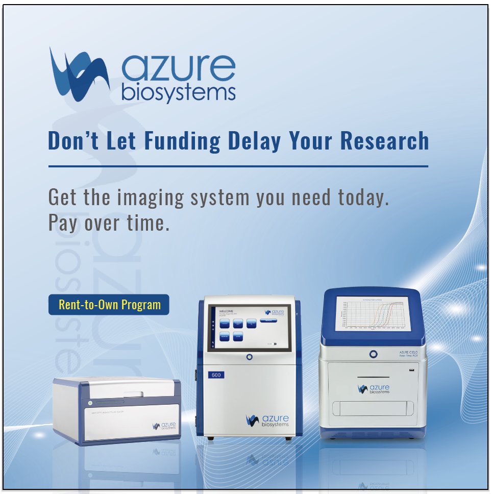 AzureBiosystems's tweet photo. Azure Biosystems’ Rent to Own Program gives your lab immediate access to the instruments you need with no upfront cost and predictable monthly payments.

✔ Azure Imaging Systems
✔ Sapphire™ FL Biomolecular Imager
✔ Azure Cielo™ Real Time PCR Systems

Start using your system today.

#WesternBlot #qPCR #BioImaging #BiomedicalResearch #LabEquipment #ResearchLab