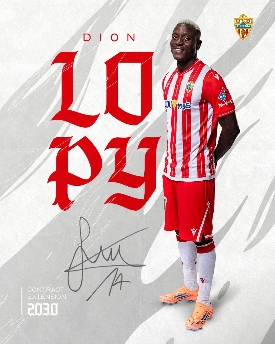 U_D_Almeria's tweet photo. Hay más Lopy para rato🕺🤩

✍️ El futbolista internacional senegalés renueva con la UD Almería hasta 2030.

¡Seguimos juntos, @DionLopy! ❤️🤍 https://t.co/afn6eSSoh4