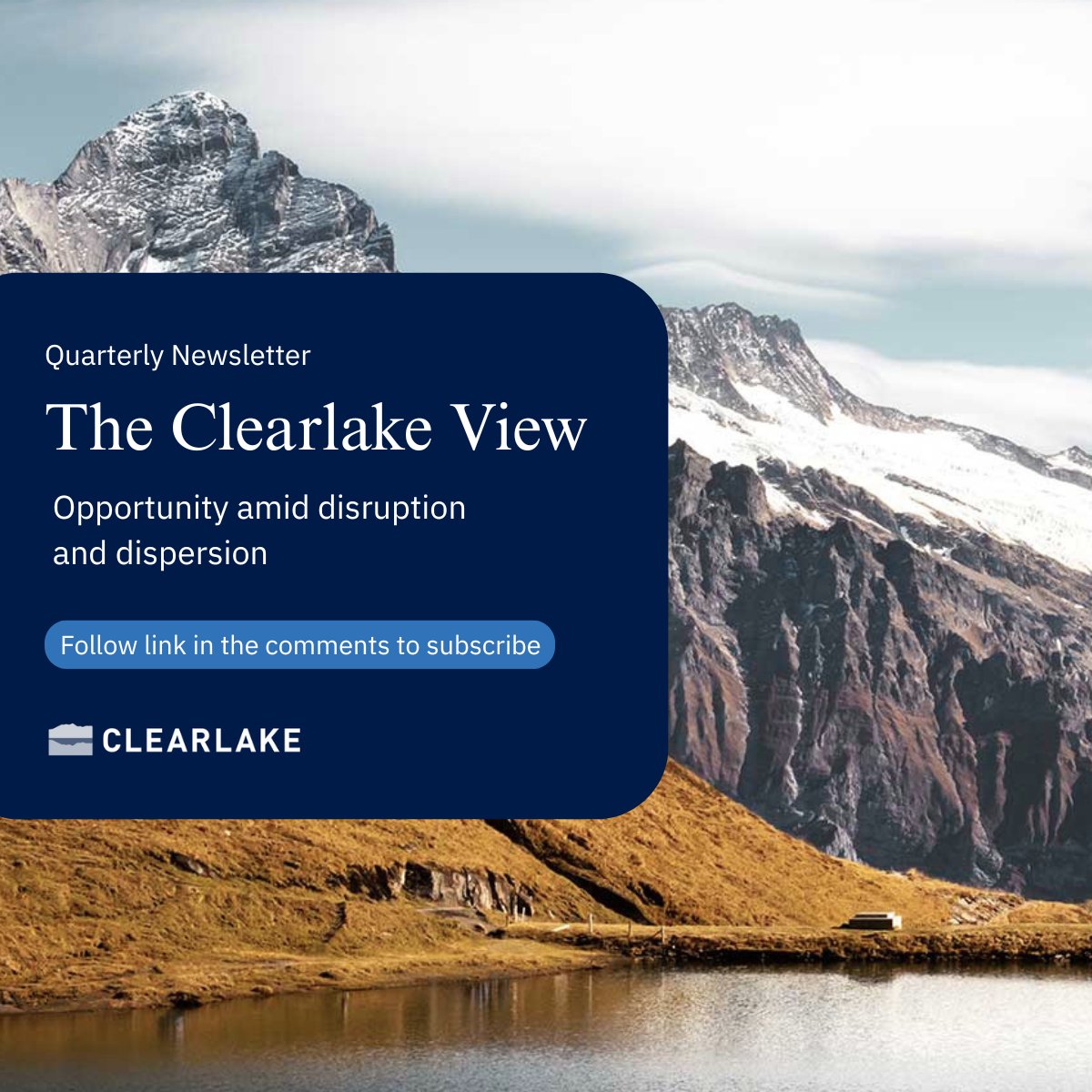 clearlake's tweet photo. What have been the most defining moments for Clearlake in Q2?

In the most recent edition of The Clearlake View, we reflect on our acquisition of Pathway Capital Management, highlights from SuperReturn Berlin, and share key takeaways from our annual Credit Day in London.

Read the full newsletter via the link below.

https://t.co/XUGW9xsERS