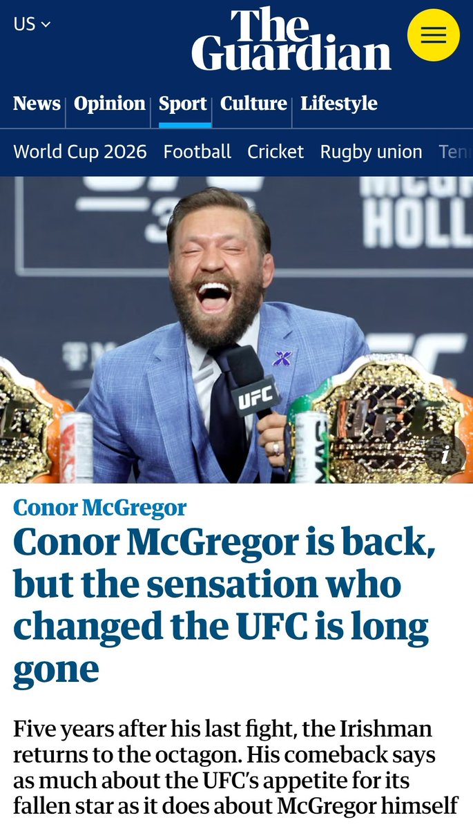 yay_yee's tweet photo. For the Guardian I wrote about Conor McGregor's return to the UFC. https://t.co/8huVxVazMv