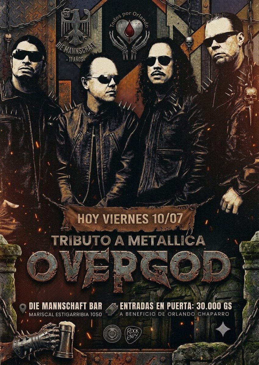 diemannschaftpy's tweet photo. HOOOY VIERNES TRIBUTO a @metallica por @overgodmusic 🤘🏻🔥🔝 en el CENTRO.
Abrimos 16hs para el AFTER con 3x2 de Chopp @heinekenpy &amp; @estrellagalicia_de 🍻.
*Trae tu Vaso Térmico 🥤.
📍Mcal Estigarribia 1050 e/ Brasil &amp; EEUU 
PROST! 🇩🇪🇵🇾🤘🏻🍻🔝🔥 https://t.co/5DZe4fVArB