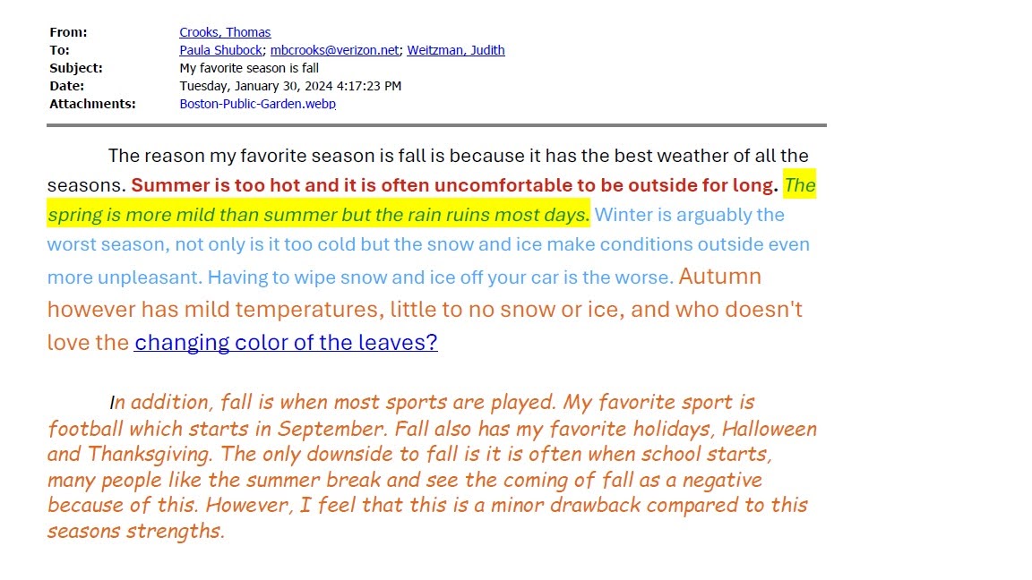 InWonderland422's tweet photo. Adding more of #thomascrooks school work/essays/emails to this thread. Thanks again to #kensilva &amp; #headlineusa for these💙

I like this one about Seasons and how he changed the font color to reflect them. He also attached two photos. One from an Etsy listing. 
#j13 #butlerpa https://t.co/z6K6MyrNUP