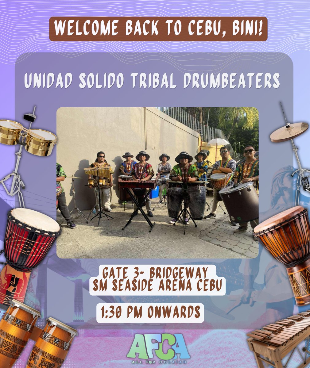 _allforcolaiah's tweet photo. Sa pag-celebrate sa BINI Signals, i-welcome nato ang atong mga Ramen Besties ug Blooms the AFCA way! 🌸🥁

Get ready to feel the beat! Catch our energetic drumbeaters later at the SM Seaside Arena as they bring the ultimate energy to welcome everyone.

Please don't forget to capture videos or photos if you see them perform, and tag us in your posts! Let's make this day unforgettable.

See you all later! Amping, Blooms! 💚🩵

#AllForCOLAIAH
#BINI_SIGNALS_WORLD_TOUR_2026