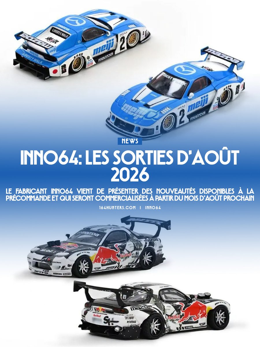 164hunters's tweet photo. 🇫🇷 Inno64: Les sorties d’Août 2026
🇯🇵 Inno64: 2026 年 8 月リリース
🇺🇸 Inno64: August 2026 Releases
---
#Inno64 #LibertyWalk #LBWK #Pandem #JSRacing #DarwinPro
▶ Lien en commentaire
▶ Retrouvez l'article sur le site https://t.co/ReXQwCIQew