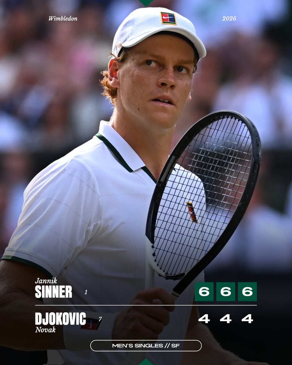 rolandgarros's tweet photo. JANNIK SINNER ON A MISSION 🇮🇹

The reigning champion defeats Novak Djokovic to defend his title on Sunday.

#Wimbledon https://t.co/pJyLJ4xtQV