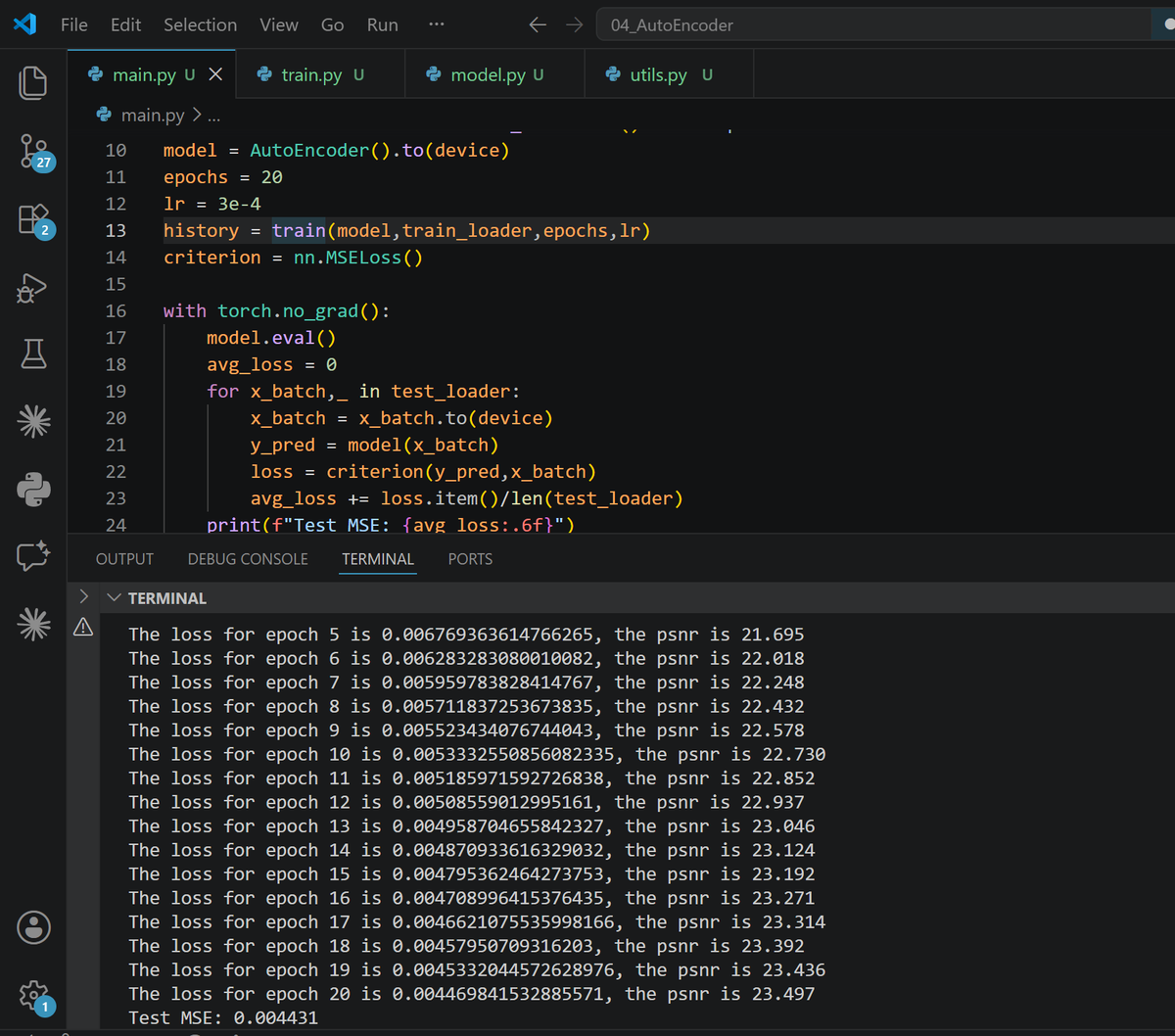 codepragrr's tweet photo. #100DaysOfCode Day 19: Finished implementing the autoencoder and was able to get a PSNR of 23dB with 12x compression. But increasing latent size didnt improve PSNR, will check. https://t.co/towq1AGsx0