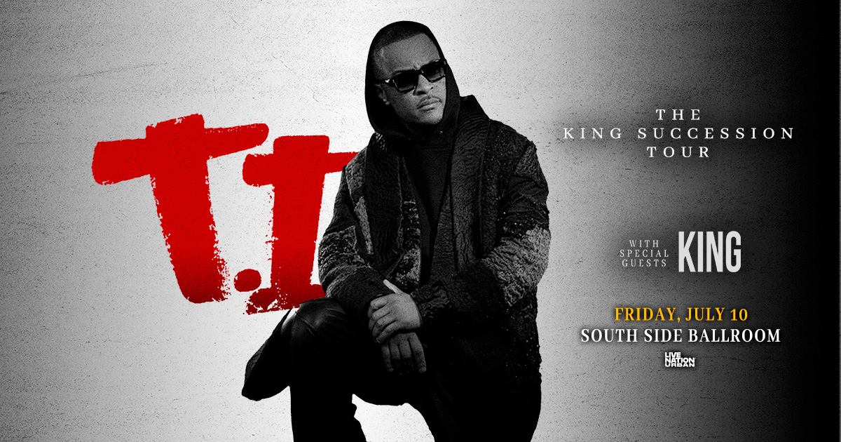 SSBallroom's tweet photo. TONIGHT: T.I.: The King Succession Tour at South Side Ballroom! 👑

Get your last-minute tickets now at https://t.co/PvbR70GEKq

🚪: 7pm
🎶: 8pm

Don't forget to tag us in your photos from the show! https://t.co/MuSTKzGQ2C