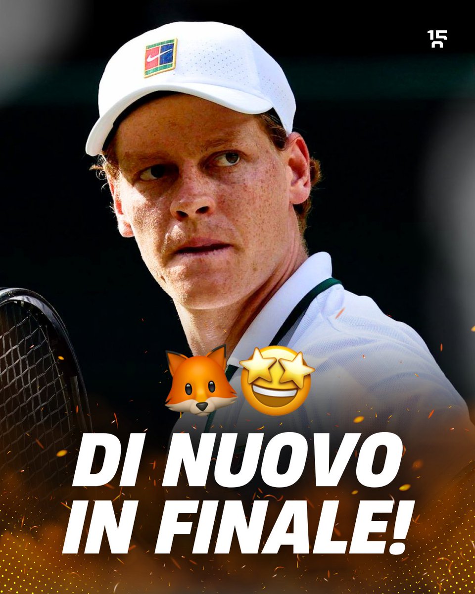 quindicizero's tweet photo. JANNIK SINNER TORNA IN FINALE A WIMBLEDON! 🦊 ❤️‍🔥

Il n°1 al mondo batte Novak Djokovic in 3 set (6-4 6-4 6-4) e tornerà a giocarsi il titolo ai Championiships! Non c'è storia sul Centre Court: Sinner domina come dodici mesi fa e centra la prima finale Slam stagionale, la settima in carriera. 

Prestazione pressoché perfetta al servizio per Sinner, che concede pochissimo con la prima palla e offre solo un'occasione di break al serbo, annullata con un ace.

Con questo risultato Jannik diventa il 18° uomo della storia a raggiungere due finali di fila a Wimbledon e domenica, contro Alexander Zverev, andrà a caccia del suo quinto titolo Major!

FAN-TA-STI-COOOOOO 😍
