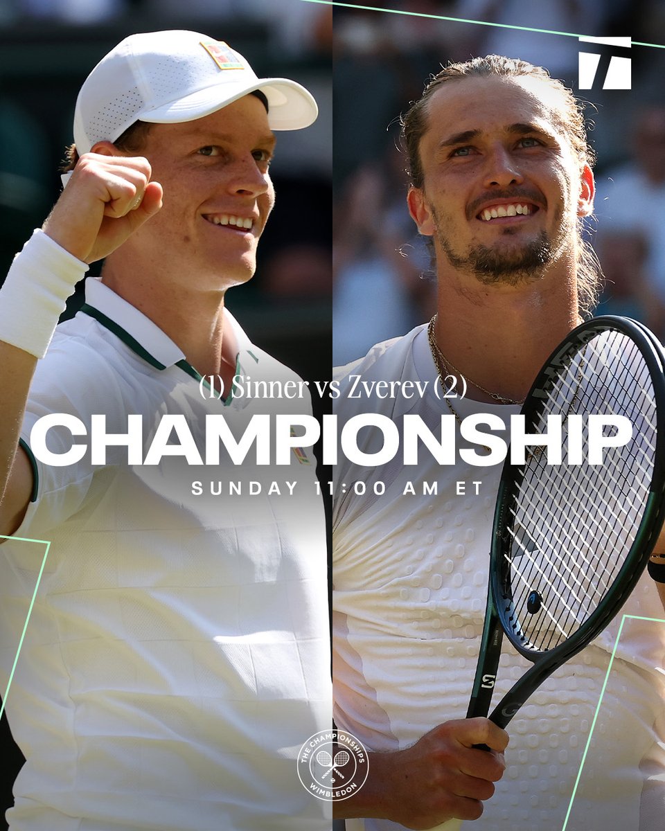 TennisChannel's tweet photo. 2026. WIMBLEDON. FINAL. 🚨 

@janniksin ⚔️ @AlexZverev 

#Wimbledon https://t.co/I2lBKqS1Kk